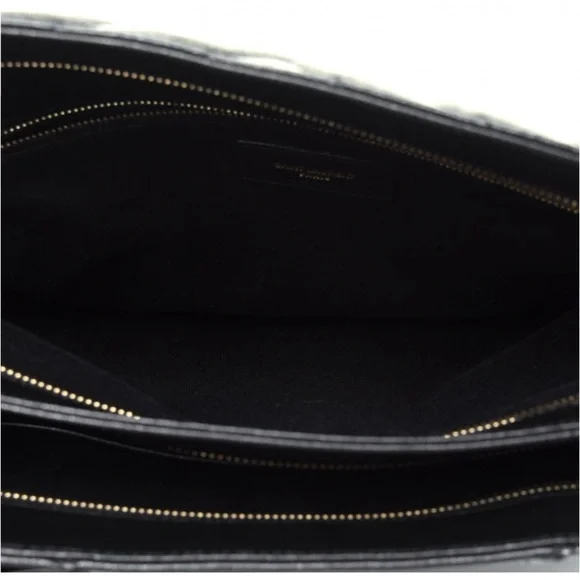 YSL Grain De Poudre Matelasse Chevron Medium Tribeca Shopping Bag Black 🖤 - Picture 4 of 13